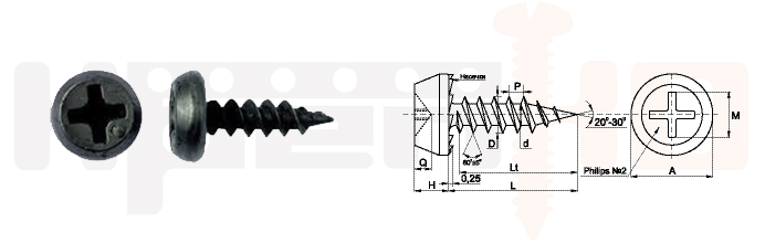 Саморез с полуцилиндрической головкой, острые